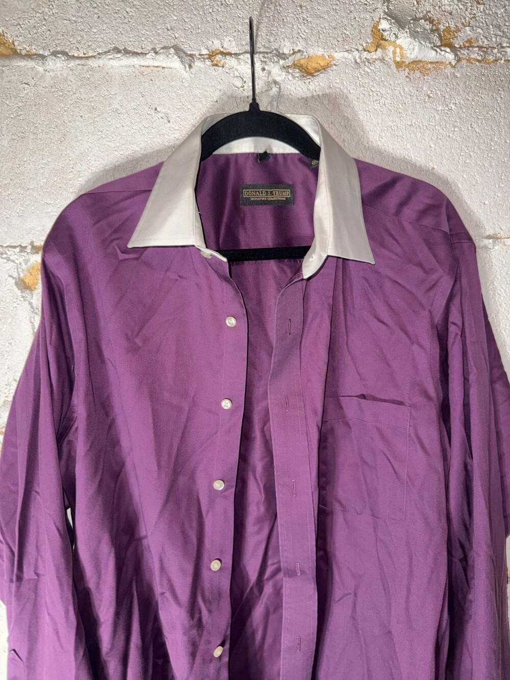 Donald J. Trump Signature Collection Purple Dress Shirt with White Contrast Coll